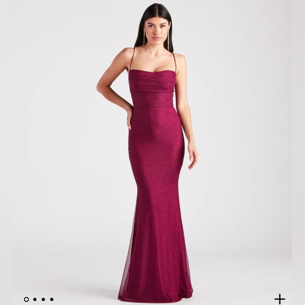 Magenta Addison Glitter Mesh Formal Prom Dress Size: Small